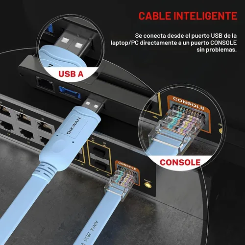 Vista 2 de Cable de consola RJ45 a USB, cable de consola, cable de consola USB con chip FT232 compatible con Cisco, HP, NETGEAR, Huawei