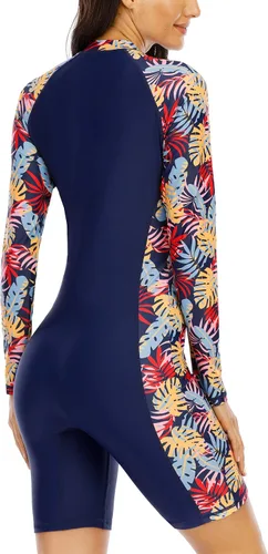 Vista 2 de Halcurt Traje de baño acolchado de una pieza para mujer, con protección solar UPF 50, con cremallera frontal