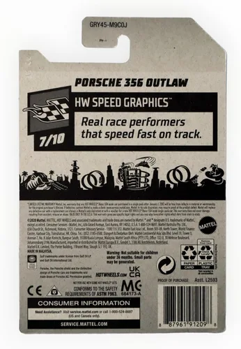 Vista 2 de Hot Wheels Porsche 356 Outlaw, [azul] Gráficos de velocidad 171/250 7/10