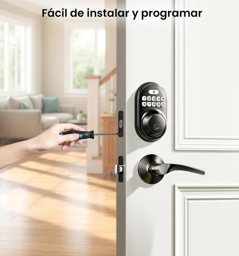 Vista 8 de Veise RZ-C Cerradura de puerta de entrada sin llave con 2 manijas