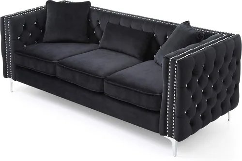 Vista 7 de Glory Furniture Sofá Paige, negro. Muebles de sala de estar, 30 pulgadas de alto x 86 pulgadas de ancho x 34 pulgadas de profundidad