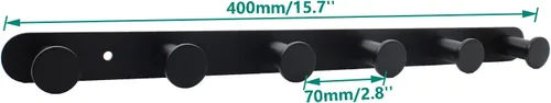 Vista 2 de Perchero de pared de acero inoxidable, resistente para colgar en la entrada, estante multiusos con 6 ganchos para dormitorio, baño, pasillo, garaje