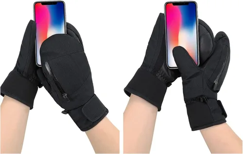 Vista 5 de Durio Manoplas de esquí para mujeres y hombres, guantes de esquí impermeables para hombres y mujeres, guantes de nieve con pantalla táctil