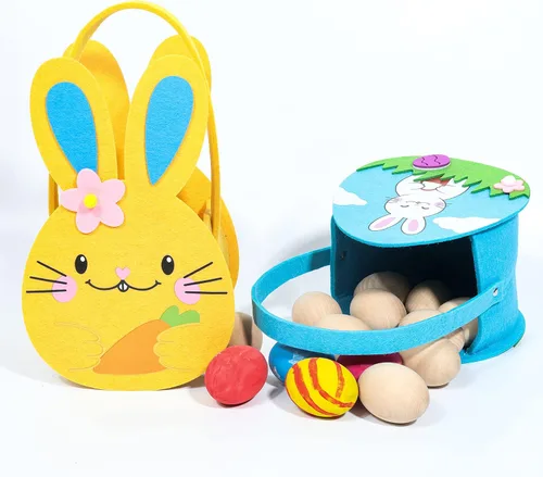 Vista 6 de JOYIN 3 cestas de Pascua, cestas de conejo de Pascua para niños, caza de huevos de Pascua, recuerdos de fiesta de Pascua, cubo de caza de huevos