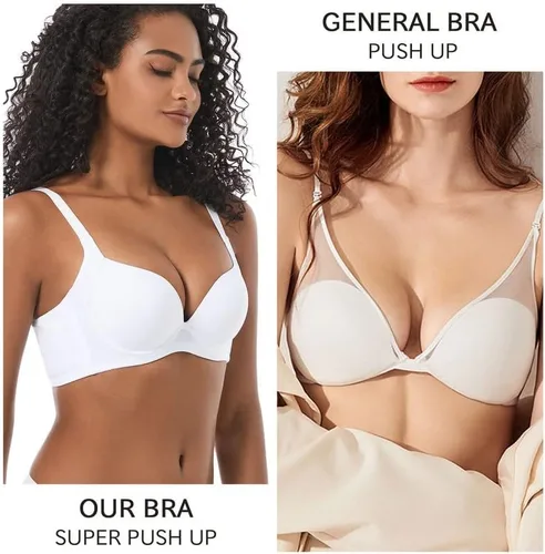 Vista 4 de SYMUNTIE Cómodos sujetadores push up para mujer, cobertura completa y levantamiento invisible