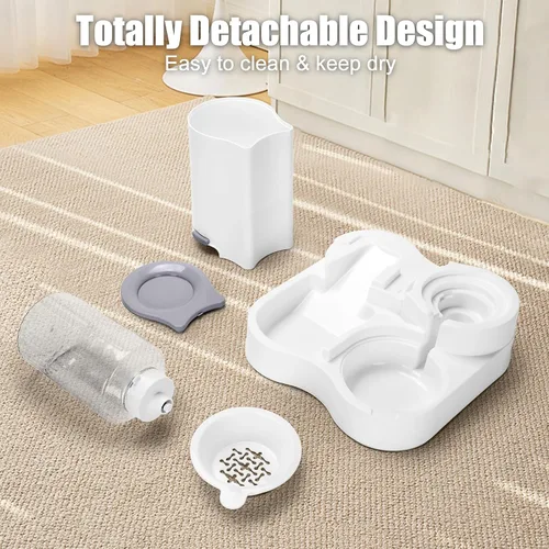 Vista 6 de Alimentador para mascotas 2 en 1 y dispensador de agua, dispensador automático de alimentos y agua para gatos, alimentador de gravedad para perros