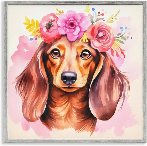 Vista 25 de Stupell Industries Retrato abstracto de perro enmarcado Giclée por Irena Orlov