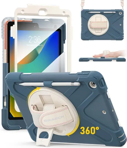 Vista 20 de BRAECN Funda para iPad de 9ª/8ª/7ª Generación, Funda Resistente a Prueba de Golpes con Protector de Pantalla, Soporte para Lápiz, Soporte para Tapa