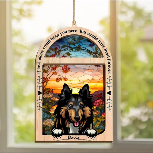 Vista 364 de LOVELYPOD Adorno de Navidad personalizado de sabueso afgano, atrapasoles con nombre, regalos de pérdida de mascotas, regalos para amantes