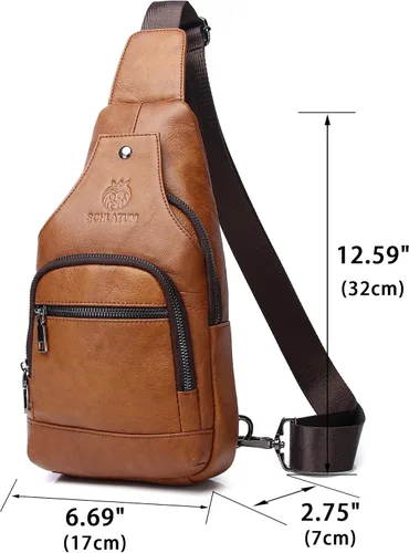 Vista 138 de LUKZIJAES Bolso bandolera de cuero genuino para hombre
