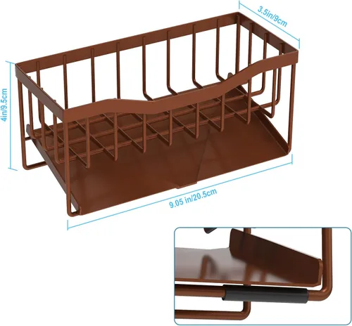 Vista 4 de Vanwood Soporte de esponja para fregadero de cocina con bandeja de drenaje automático, organizador de fregadero de cocina, organizador de cocina