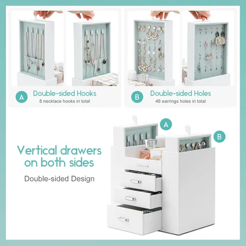 Vista 5 de Homde Organizador de joyas para niñas y mujeres, joyero, collares, anillos, aretes, soporte de exhibición, estuche de almacenamiento de joyas