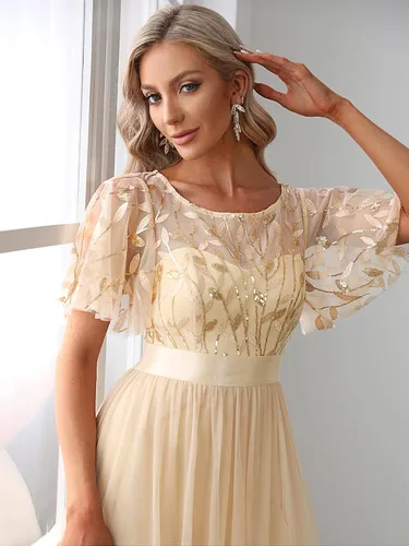 Vista 5 de Ever-Pretty - Vestido con bordado cintura imperial y acampanado para mujer 0904 para fiesta y graduación