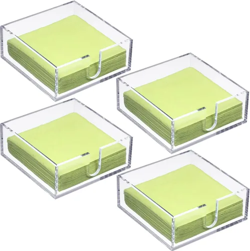 Vista 6 de Servilletero acrílico para mesa de cóctel, servilleta transparente para bebidas, cuadrado, rectangular, para cena, cocina, baño, restaurante, bar