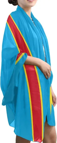 Vista 5 de Moda ligera bandera de Maryland gasa seda larga bufanda chal abrigo