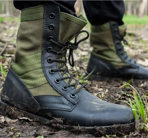 Vista 6 de FOX OUTDOOR PRODUCTS Botas de combate tácticas duraderas y cómodas de Vietnam Jungle para hombre con parte superior de cuero y algodón y vástago