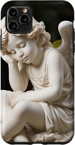 Vista 13 de Funda para iPhone 12 Pro Max con diseño de ángel durmiente para jardín, estatua de querubín