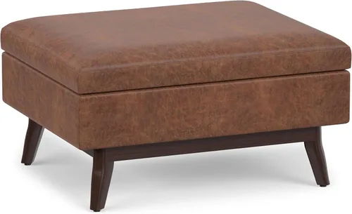 Vista 32 de SIMPLIHOME Owen Mesa de Centro Rectangular Moderna de Mediados de Siglo de 34 pulgadas de Ancho con Otomana de Almacenamiento en Tela de Poliéster