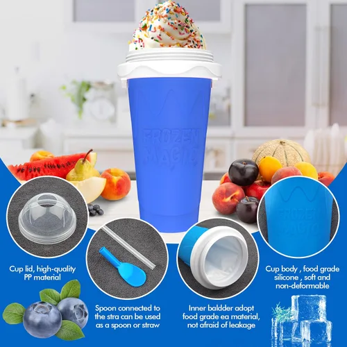 Vista 6 de 3 vasos para hacer granizados, tazas mágicas de congelación rápida para hacer helados caseros, batido de leche casero, taza para hacer granizados