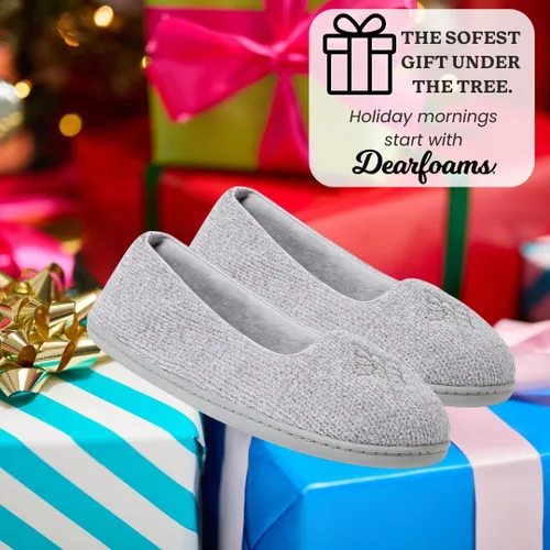 Vista 5 de Dearfoams Zapatos de Casa Rebecca para Mujer con Espuma Viscoelástica Suave y Ligera, Mocasín Acogedor con Forro Cálido y Tallas Anchas Disponibles
