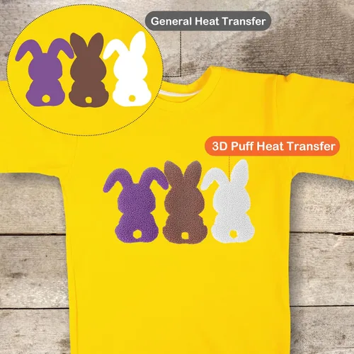 Vista 3 de JuneHeart Rollo de vinilo termotransferible 3D para camisetas, rollo de vinilo HTV para planchar con herramienta de malezas para máquina cortadora