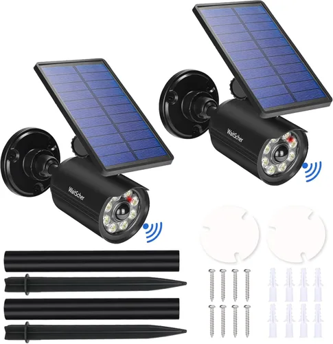 Vista 9 de Luces solares con sensor de movimiento para exteriores, IP67, impermeable, 360°, giratorio, energía solar, luces de inundación para graneros