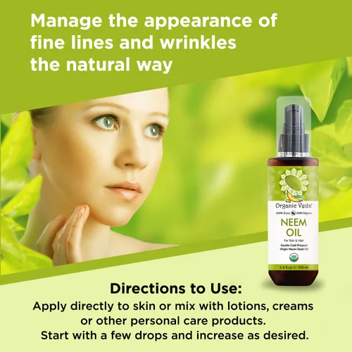 Vista 4 de Organic Veda Aceite de neem puro, prensado en frío y orgánico para piel, cabello, cara, cuerpo, cuero cabelludo, hidratante natural, aceite