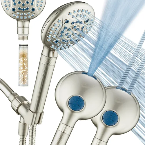 Vista 10 de AquaCare 4X 10-Mode High Pressure Hand Shower w/Filter & 2-mode Power Wash