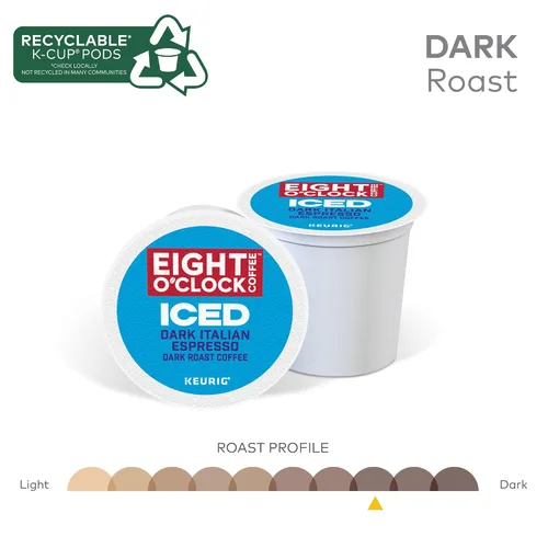 Vista 4 de Eight O'Clock Coffee ICED Dark Italian, Keurig - Cápsulas K-Cup de una sola porción, café helado tostado oscuro, 60 unidades (6 paquetes de 10)
