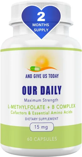 Vista 8 de Our Daily Vites - Cofactores del complejo L-metilfolato B y aminoácidos esenciales (7.5 mg), folato activo, metilcobalamina B12 metilcobalamina, B6