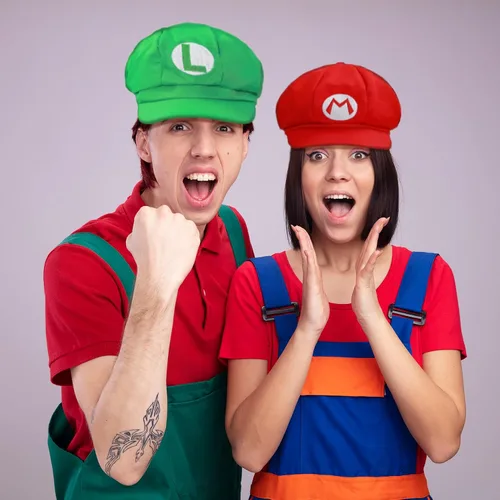 Vista 3 de Super Bros Mari0 & Luigi - Sombrero unisex para Halloween, cosplay, disfraz para fiestas, adultos y niños