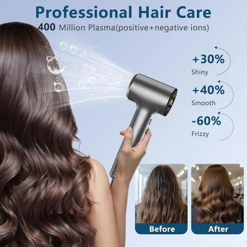 Vista 3 de Secador de Cabello, Secadores de Cabello Iónicos para Mujeres/Hombres, 110,000 RPM Pantalla HD Profesional Secador de Soplado de Alta Velocidad