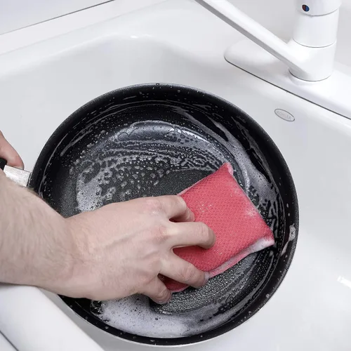 Vista 3 de Esponjas de microfibra para platos, esponjas de cocina, esponja antiarañazos, esponjas de limpieza para el hogar, suministros de limpieza multiusos