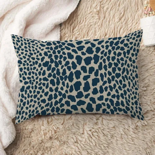 Vista 44 de ArogGeld Funda de almohada de lino azul con estampado de leopardo, diseño de vaca, diseño de animales de granja, color azul marino, guepardo