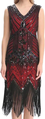 Vista 2 de Wuchieal 20s Flapper Gatsby Charleston Sequin Bead Evening Cocktail Prom Dress