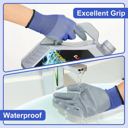 Vista 5 de Jexine 50 pares de guantes de trabajo de jardinería a granel para hombres y mujeres, guantes de trabajo al aire libre con revestimiento de goma