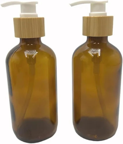Vista 7 de 2 botellas de vidrio esmerilado rellenables vacías de 8.5 fl oz/8.3 onzas, contenedor de botellas de almacenamiento con cabezal de bomba de tornillo