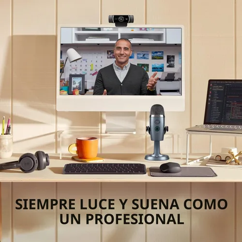 Vista 5 de Logitech C922x Pro Stream Webcam - Cámara Full HD de 1080p con micrófono USB de condensador profesional Blue Yeti Nano