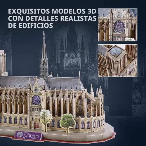 Vista 5 de CubicFun Rompecabezas 3D para niños de 8 a 10 años - Notre Dame de Paris Marrón