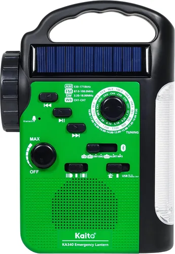Vista 8 de Kaito KA340 Linterna solar de campamento LED recargable con manivela de dinamo para emergencia AM/FM/SW NOAA Radio solar con Bluetooth, linterna