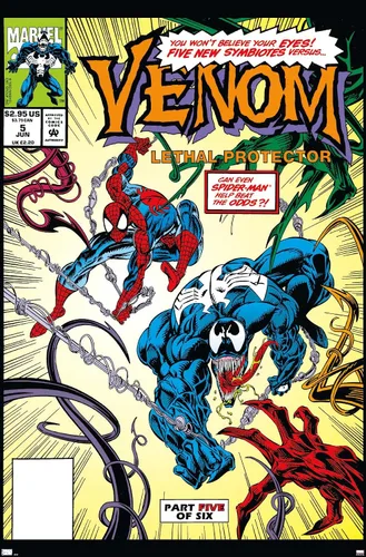 Vista 11 de Trends International Marvel Comics - Póster de pared Venom: Lethal Protector #5, 22.4 pulgadas de largo x 14.7 W, versión enmarcada de madera