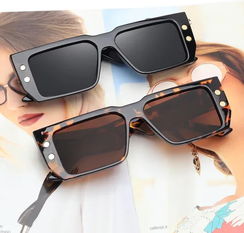 Vista 4 de JIM HALO Gafas de sol rectangulares para mujeres y hombres, lentes de conducción polarizados retro de los años 90, estilo vintage, marco cuadrado