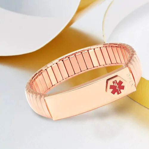 Vista 17 de Pulsera de alerta médica para hombres y mujeres, pulsera de identificación médica ajustable ajustable de acero inoxidable para diabetes, alergias