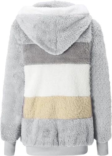 Vista 4 de Sudaderas con capucha para mujer, de gran tamaño, forro polar, casual, manga larga, holgada, ligera, ropa de otoño 2023