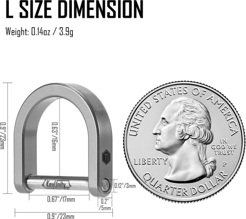 Vista 5 de KeyUnity KA17 Titanium D Ring Key Shackle, U Shape Key Ring Horseshoe Clasp for Car Fob, DIY Leather Key Organizer Keychain