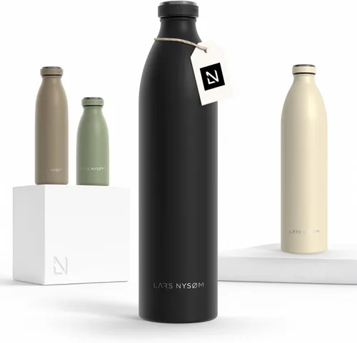 Vista 62 de LARS NYSØM Botella de agua aislada de acero inoxidable de 12 onzas, 17 onzas, 25 onzas, 34 onzas, 51 onzas, frasco térmico aislado para bebidas