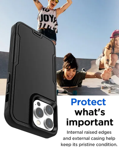 Vista 3 de AICase Funda para iPhone 13 Pro Max con protector de pantalla de vidrio, protección contra caídas de alta resistencia, cuerpo completo, resistente a