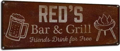 Vista 96 de Adam's Bar and Grill Friends Drink for Free, cartel de aluminio de 5.75 x 15.5 pulgadas, accesorios personalizados para bar y decoración de pared