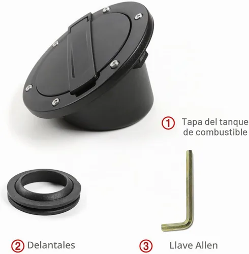 Vista 4 de Tapa de tanque de combustible JeCar para puerta de llenado de Jeep Wrangler JK & Unlimited 2007-2018