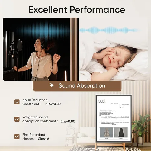 Vista 4 de Paquete de 2 paneles acústicos de listones de madera para pared y techo, paneles de pared de madera insonorizantes de 94.49"×12.80" para decoración